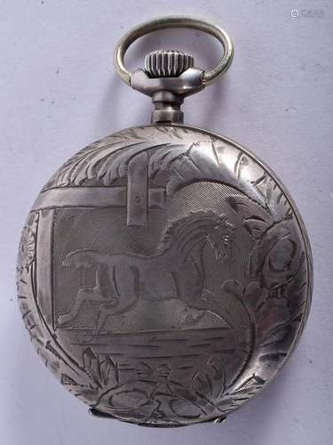 AN ANTIQUE FRENCH PERFECTION HORSE POCKET WATCH. 5 cm