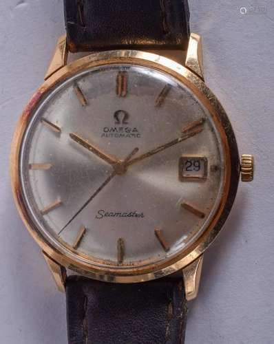 A 9CT GOLD OMEGA SEAMASTER WRISTWATCH. 3.25 cm