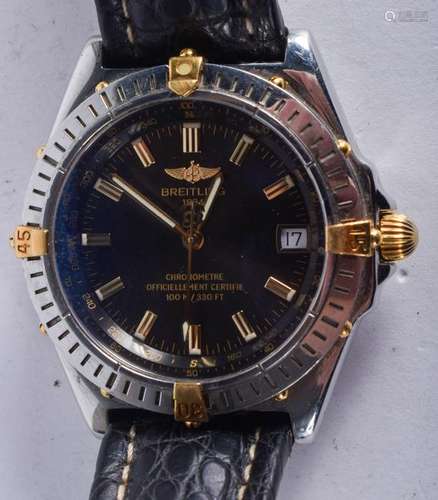 A BREITLING CHRONOMETER STEEL AND GOLD WRISTWATCH. 3.5