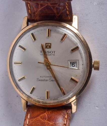 A 9CT GOLD TISSOT VISODATE SEASTAR SEVEN WRISTWATCH.