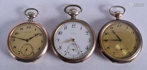 THREE VINTAGE SILVER ZENITH POCKET WATCHES. 4.75 cm