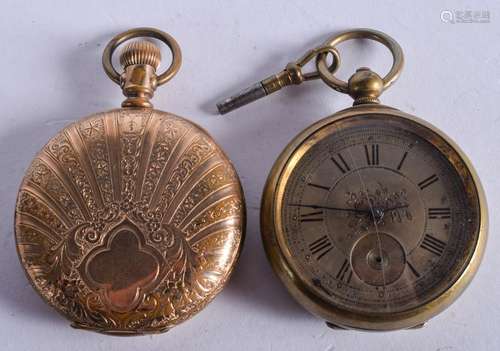 TWO ANTIQUE POCKET WATCHES. 5 cm diameter. (2)