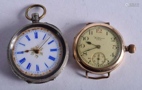 TWO SMALL ANTIQUE FOB WATCHES. 3.25 & 3 cm wide. (2)