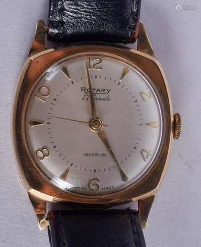 A 9CT GOLD INCABLOC ROTARY WRISTWATCH. 2.75 cm wide.