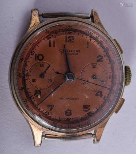 A RARE 1950S ORATOR 17 JEWEL CHRONOGRAPH with copper