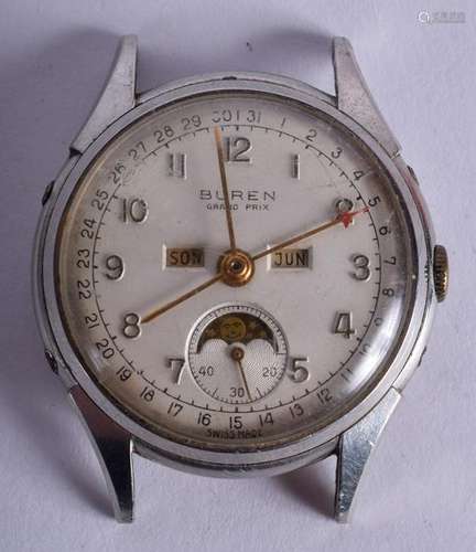 A RARE 1940S BUREN GRAND PRIX MULTI DIAL WATCH with