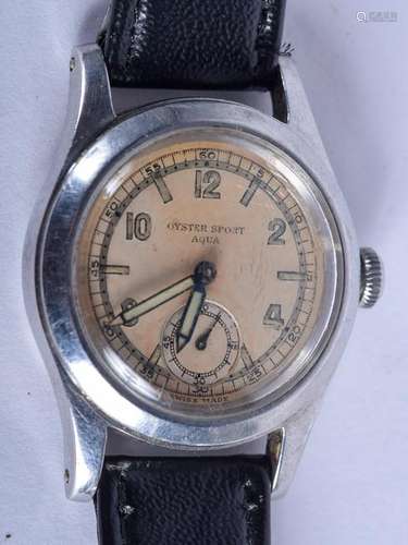 A RARE 1940S OYSTER SPOT AQUA ROLEX WRISTWATCH with