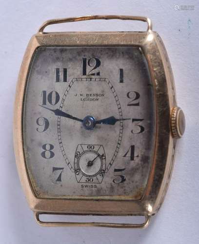 A 1940S 9CT GOLD J W BENSON LONDON WATCH. 18 grams