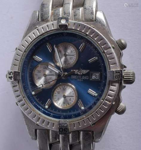 A BREITLING BLUE DIAL MULTI FUNCTION WRISTWATCH. 3.75