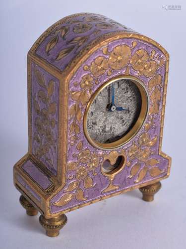 A VINTAGE AUSTRIAN ENAMELLED MINAITURE CARRIAGE CLOCK.