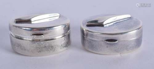 TWO RARE BRITISH AIRWAYS SILVER BOXES. 2.5 cm wide. (2)