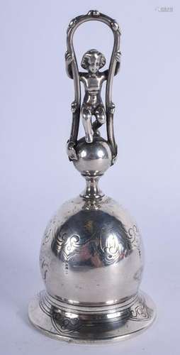 AN ANTIQUE CONTINENTAL SILVER BELL. 4.6 oz. 13.5 cm