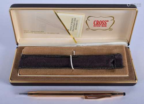 A 14CT GOLD FILLED CROSS PEN.