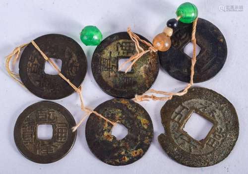 SIX CHINESE COINS. (6)