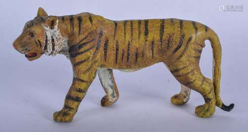 A COLD PAINTED BRONZE TIGER. 8 cm wide.