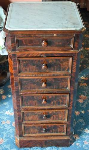 A MARBLE TOP COMMODE CABINET, formed with four short