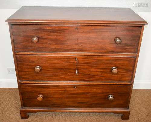 A VICTORIAN CHEST OF DRAWERS, formed with three long