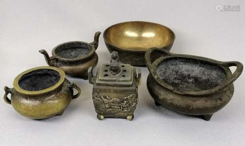 A Group of Copper Bowl and Incense Burners