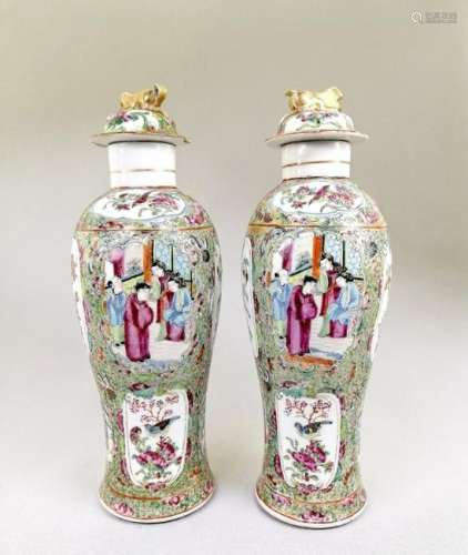 Two Chinese Ceramic Rose Medallion Vases