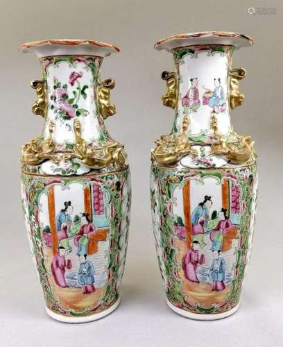 Two Chinese Ceramic Rose Medallion Vases