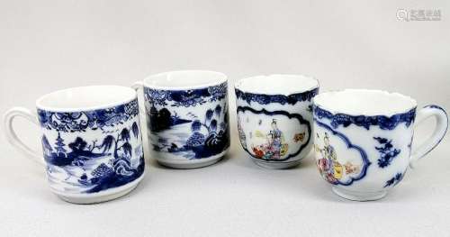 Four Chinese 18th c. Export Ceramic Cups