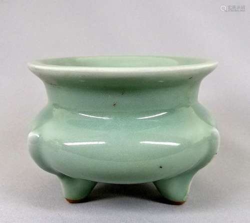 A Chinese Long Quan Tri-Footed incense burner