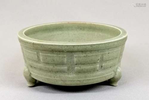 A Chinese Celadon Tri-footed Incense Burner