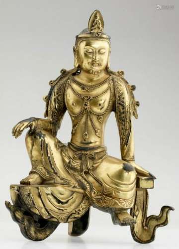 Chinese gilt bronze stature of seated figure