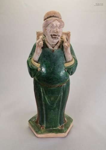 RARE CHINESE MING DYNASTY POTTERY FIGURE MERCHANT