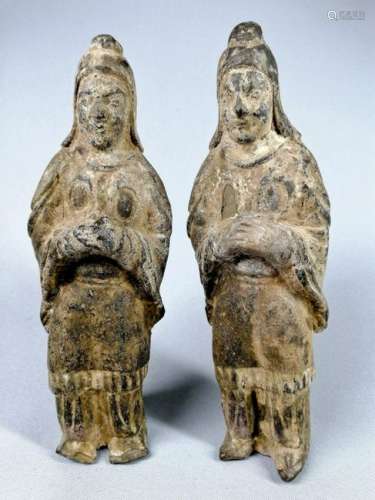 Two Chinese Han Dynasty Pottery Figures