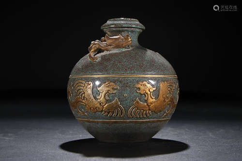 QIANLONG MARK BRONZE COLOR VASE