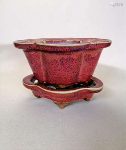 Set of Chinese Jun kiln flower pot