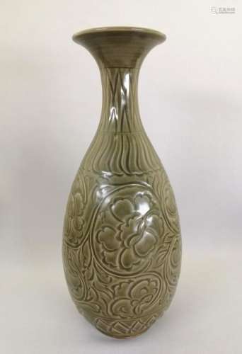 A large Chinese greenish Yao Zhou kiln vase