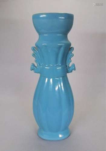 A superb Chinese Cai kiln sky- bluish tall vase