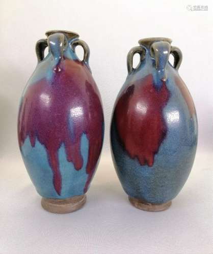 Pair of nice Chinese Jun Kiln Mei Ping vases
