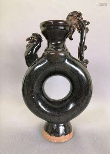 Nice Chinese brownish glazed roaster head teapot