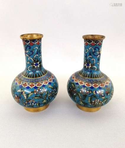 Pair of Filigree Cloisonné Vases
