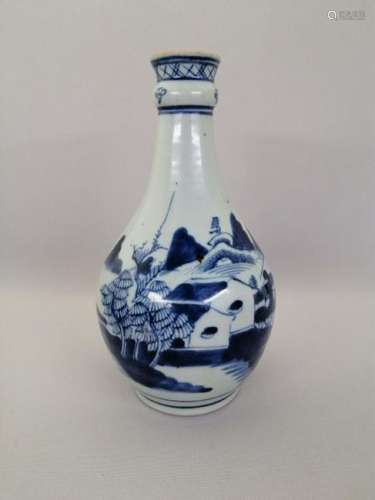 NICE CHINESE QING DYNASTY BLUE AND WHITE VASE