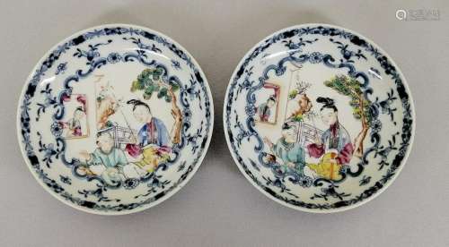 Two Chinese Qing Dynasty Rose Famille Dishes