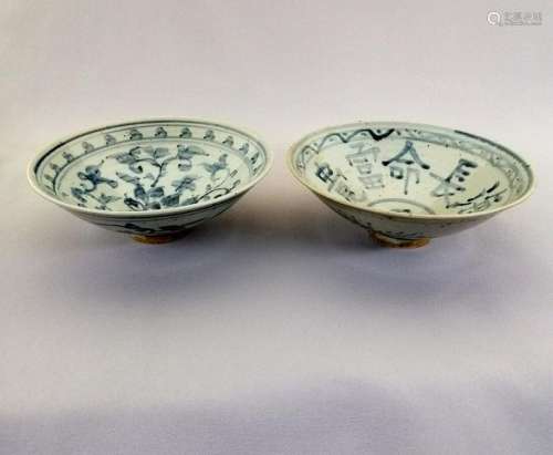 Two Ming dynasty Chinese blue and white bowls