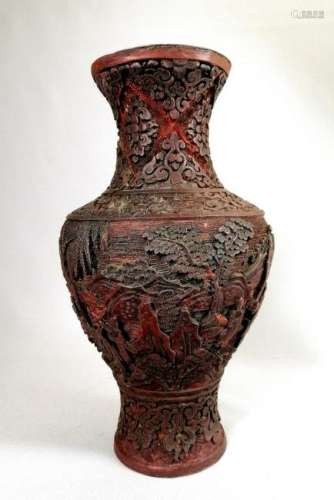 A Nice Chinese Cinnabar Carved Vase.