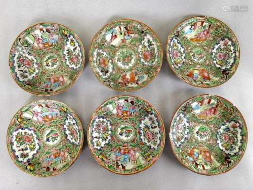 Six Chinese Qing Dynasty Rose Medallion dishes