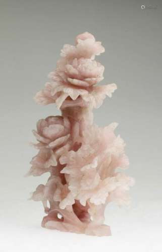 Elegant Chinese rose quatz carved pink vase