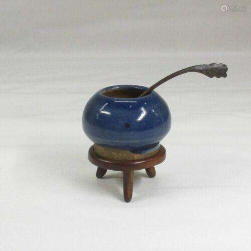 Nice Chinese Jun kiln Pot with Spoon