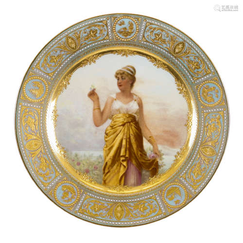 肖像畫裝飾繪碟 「羅馬風格的女士」