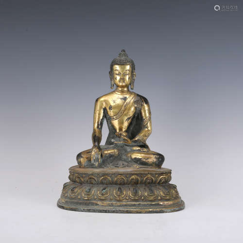 銅鎏金釋迦牟尼佛坐像