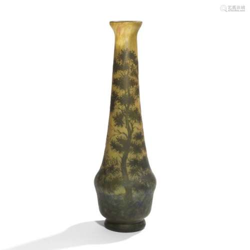 DAUM NANCY Paysage forestier Important vase pirifo…