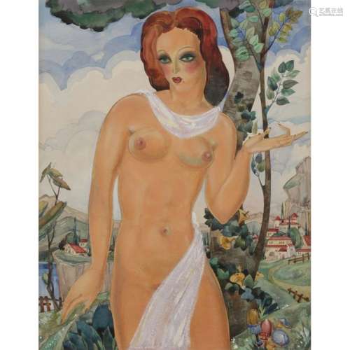 LUCIEN VIROT (1909 2003) Femme au paysage, 1941 Go…