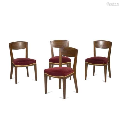 EUGÈNE PRINTZ (1889 1948) Suite de 4 chaises en no…