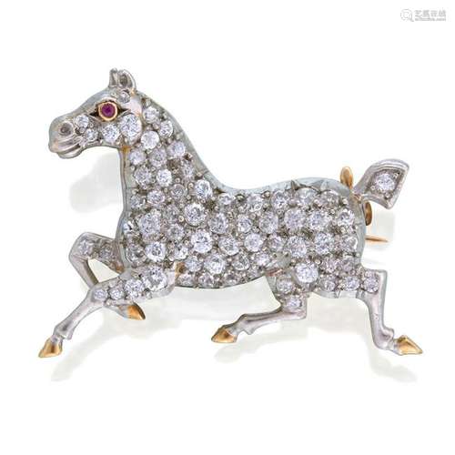 A platinum and diamond brooch, J. E. Caldwell & Co.,